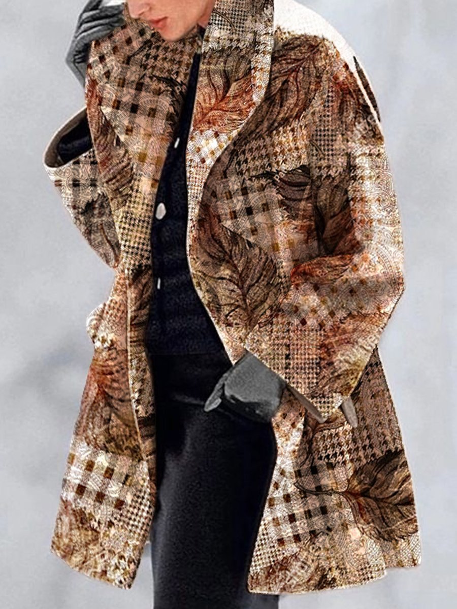 Fashion Retro Women's Lapel Print Wool Jacket LadyShow.Store