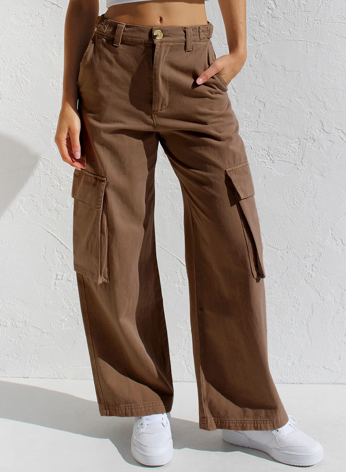 Women's Multi-pocket Workwear Loose Casual Denim Trousers NorixaFashion.com