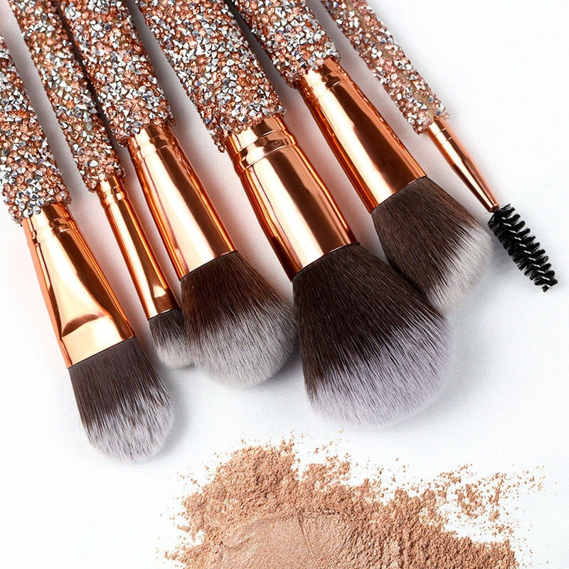 Set Of 10 Diamond Handle Makeup Brushes Beauty Tools Makeup LuxuryLifeWay Online Store