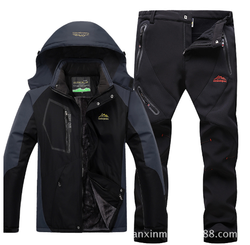 Men's Winter Waterproof Fleece Lined Outdoor Jacket Set Pi-Mart
