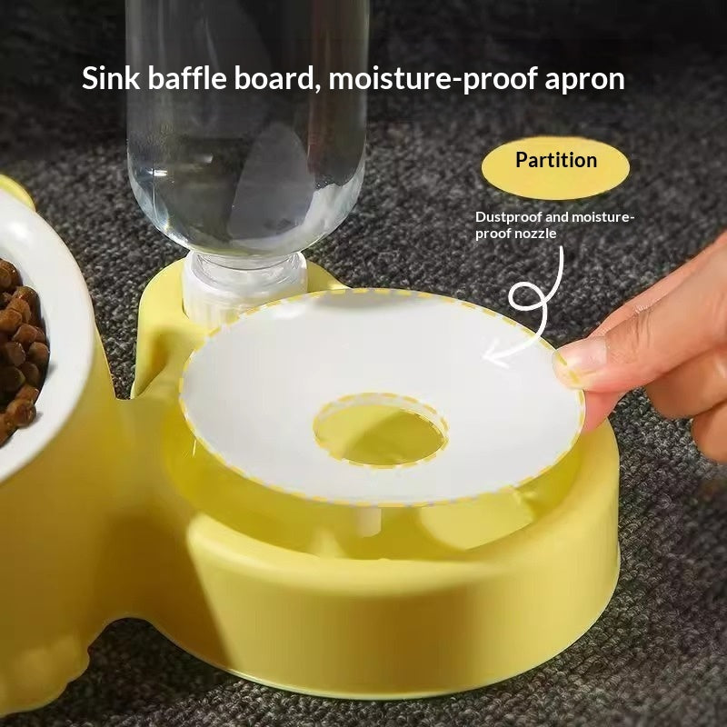 Pet Double Bowl Anti-Tip Cute Stainless Steel Food Bowl Pets Fashion