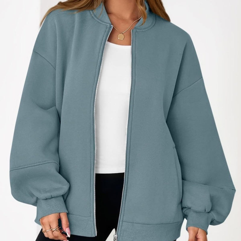 Zip Sweatshirt Jacket Casual Long Sleeve Pilot Coat LadyShow.Store