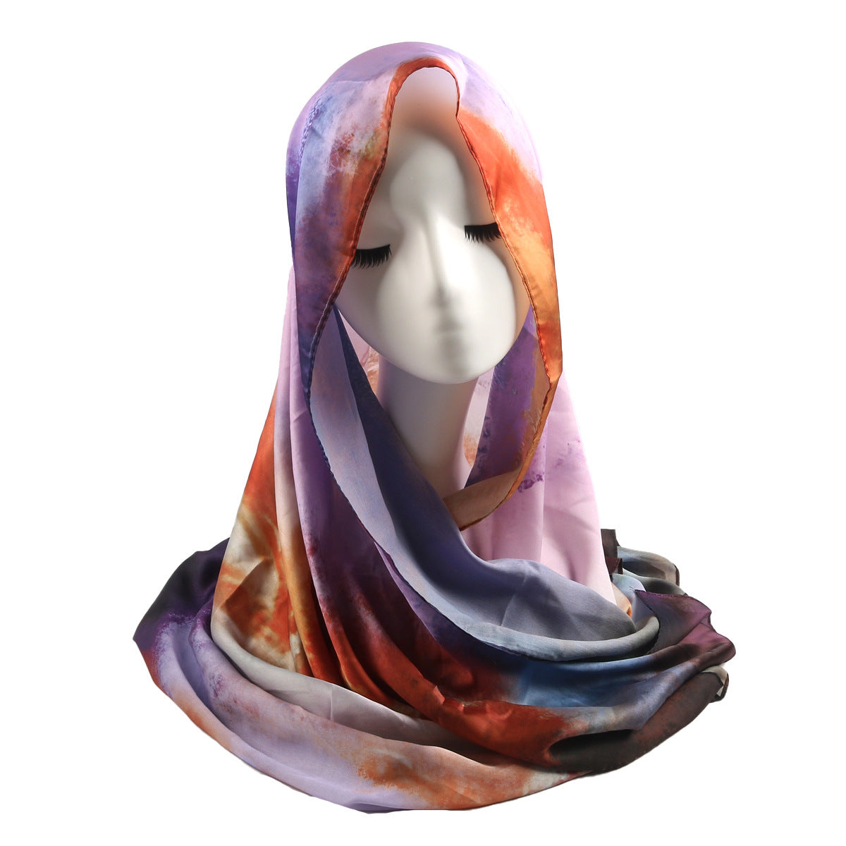 Printed Scarf Silk Ethnic Shawls Premium Marble LadyShow.Store