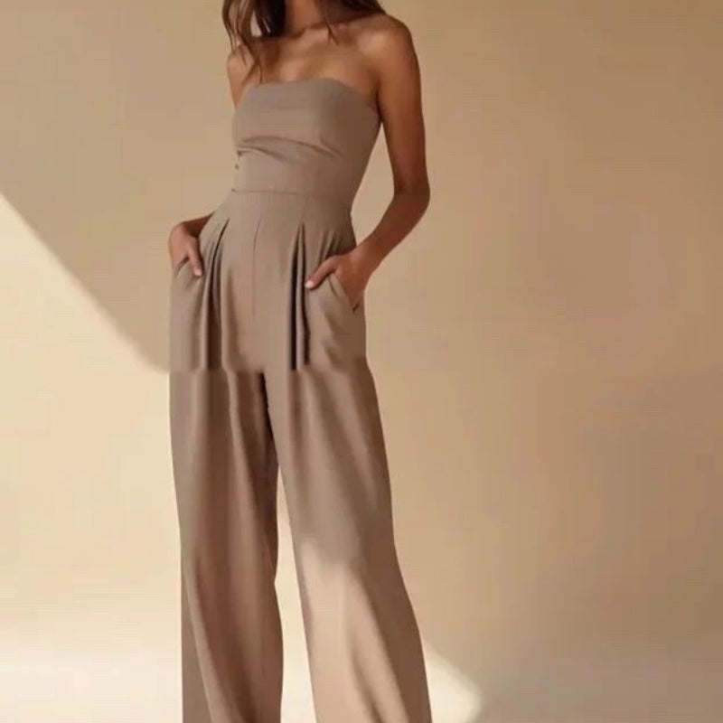 Loose Tube-top Jumpsuit Ins Fashion Backless Wide Leg Long Pants Overalls Women's Clothing LadyShow.Store