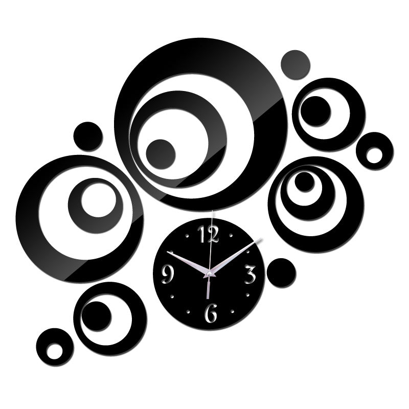 Creative Diy Circle Mirror Clock Wall Sticker PearlNestDecor.com