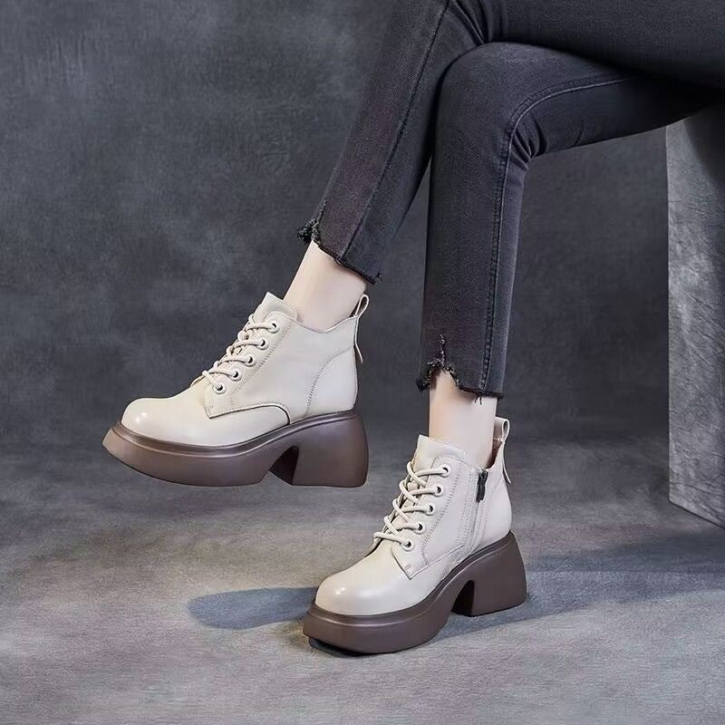 Womens Mid-calf Boots With Thick Chunky Heels LadyShow.Store