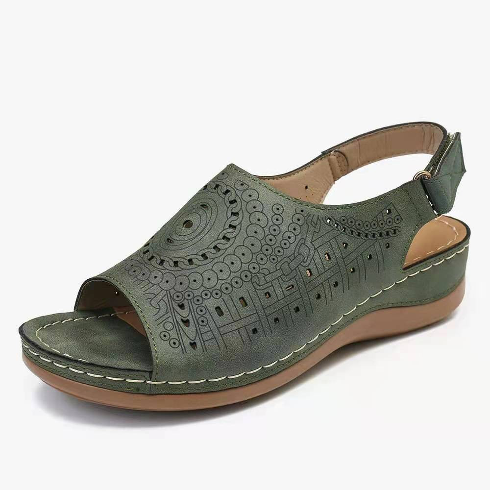 Large Size Hollow Flat Open Toe Fish Mouth Retro European Shoes LadyShow.Store