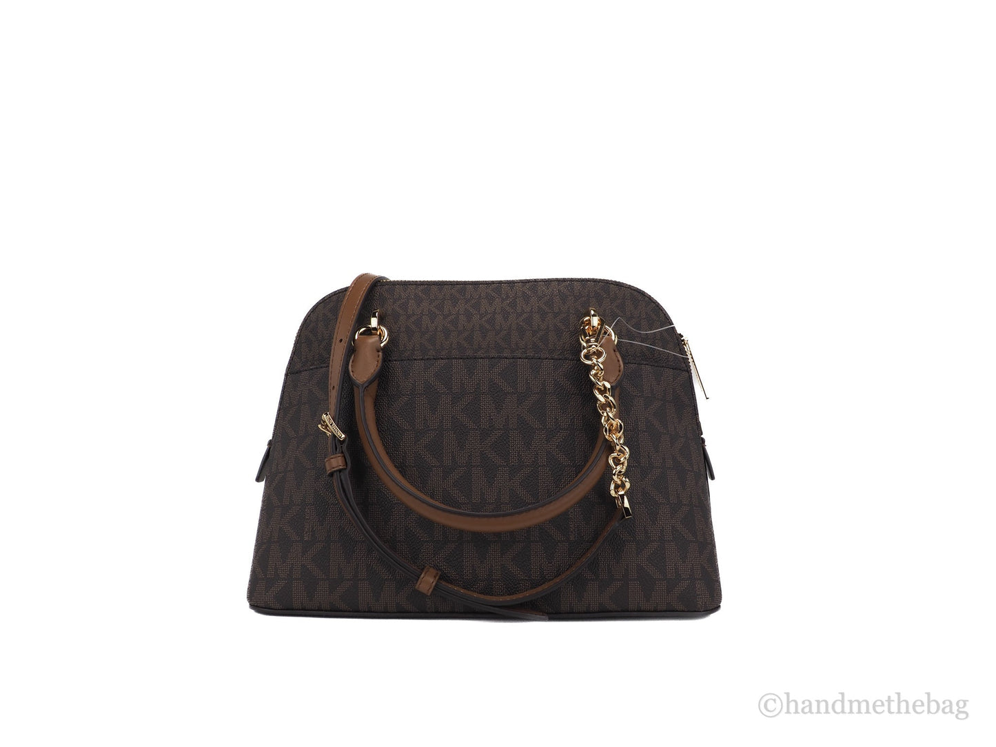 Michael Kors Jet Set Travel Medium Brown Signature PVC Dome X Cross Satchel Bag LadyShow.Store