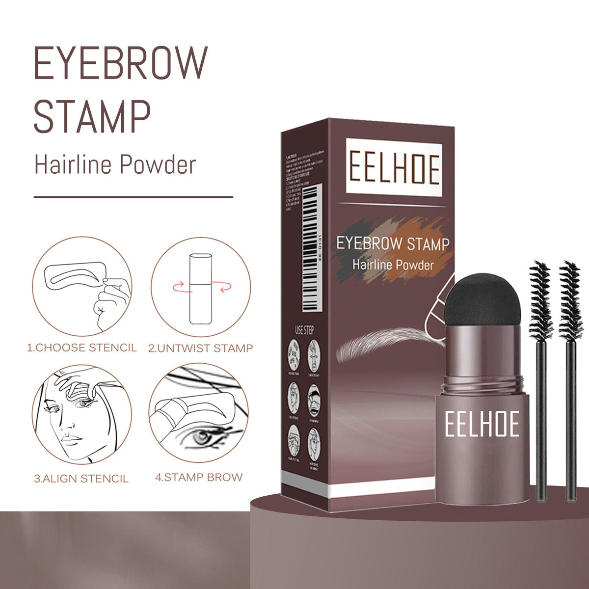 Eyebrow Print Powder 2g Medium Brown Set 1Box Tri Light Beauty