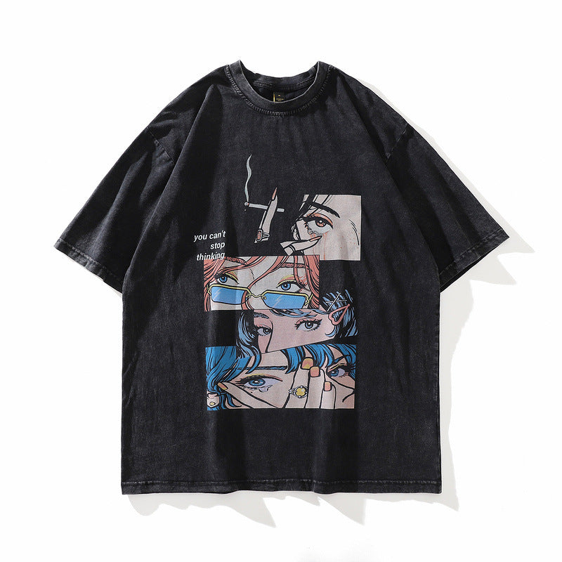Vintage Streetwear Graffiti T-Shirt for Men Pi-Mart