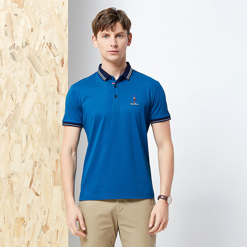 Rego Men's Business Polo Shirt - Summer Solid Color T-shirt Pi-Mart