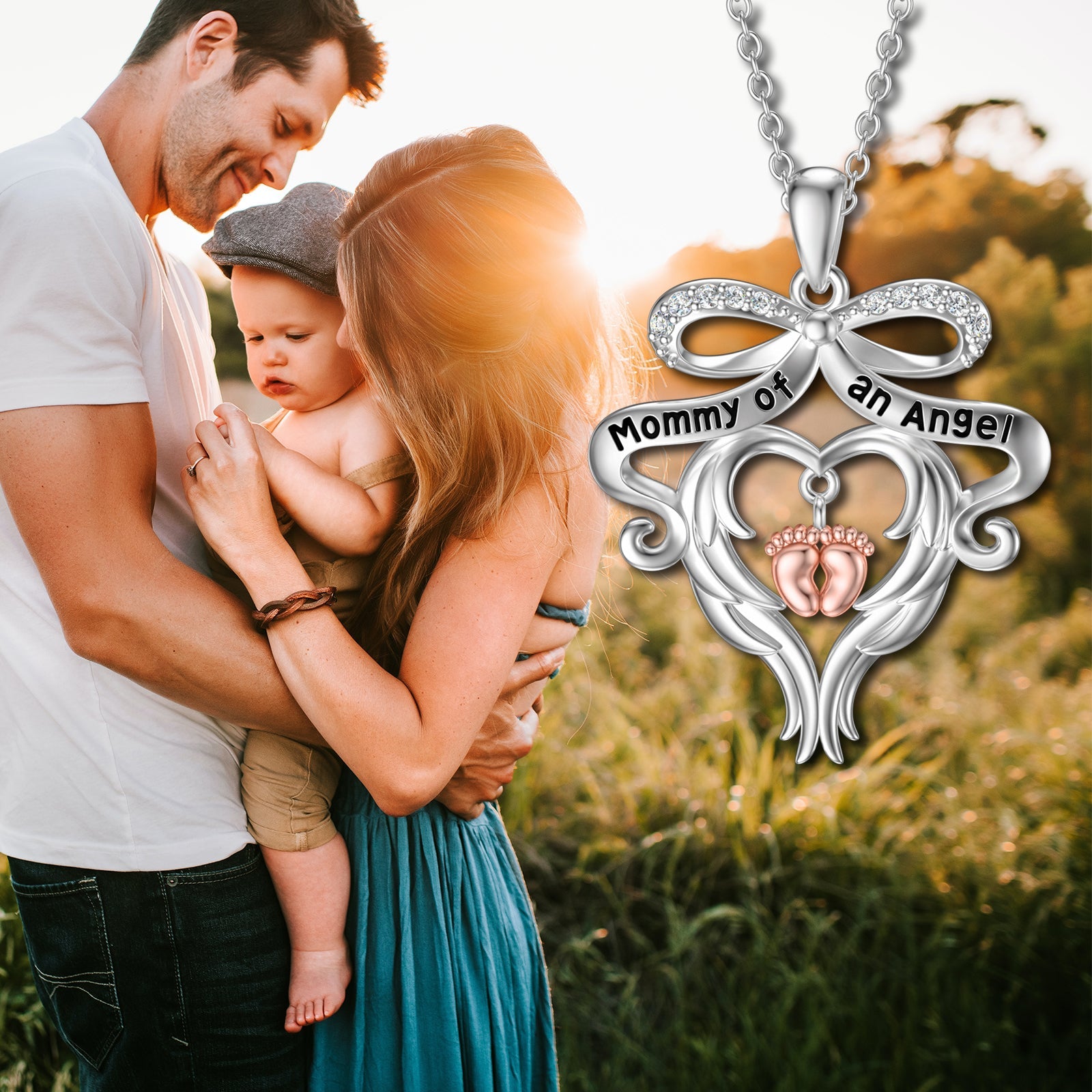 925 Sterling Silver Memorial Grieving Mommy of an Angel Jewelry for Women LadyShow.Store