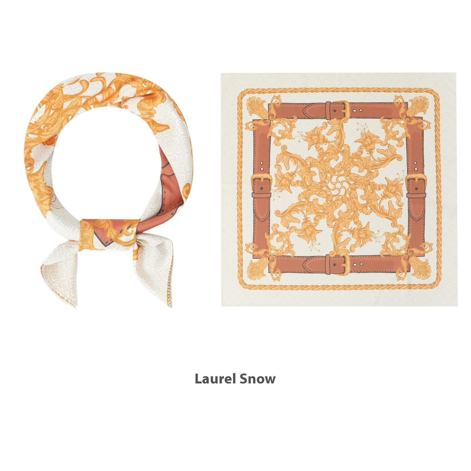 Elegant Printed Silk Square Scarf NorixaFashion.com
