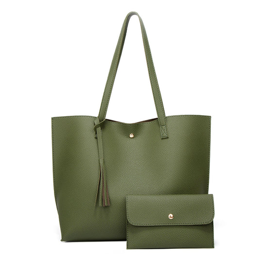 Pure Color Large Capacity Mother-and-Child Tote Bag Pi-Mart