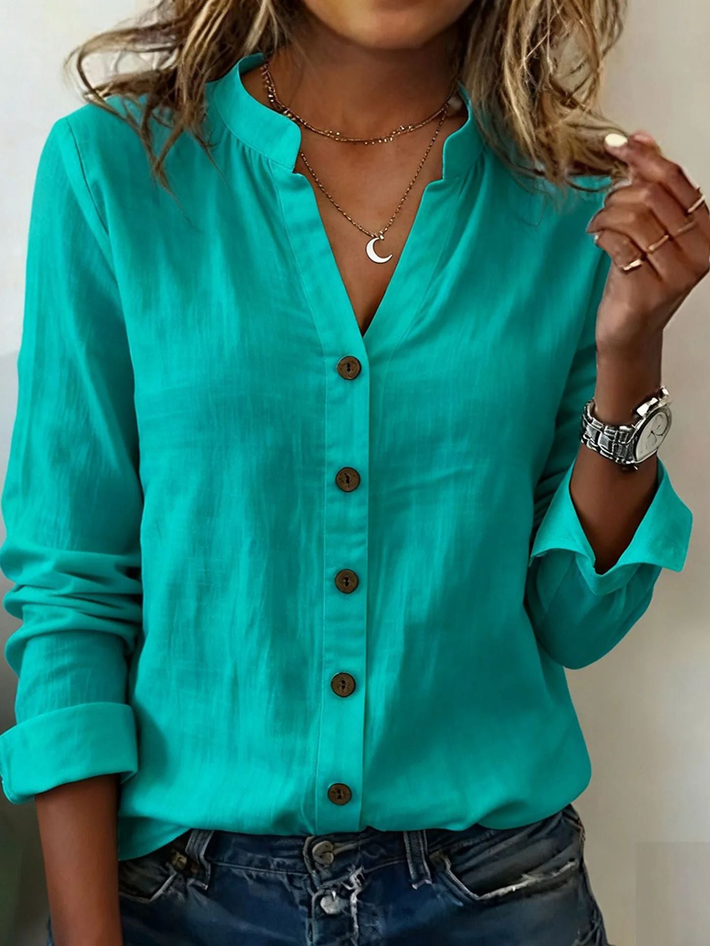 Casual Stand-collar Relaxed-fit Versatile Fashion-forward Shirt NorixaFashion.com
