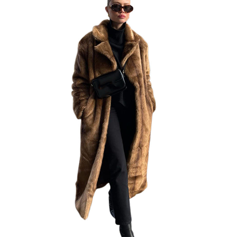 Winter Warm Brown Lapel Long Coat Best YouTube Store