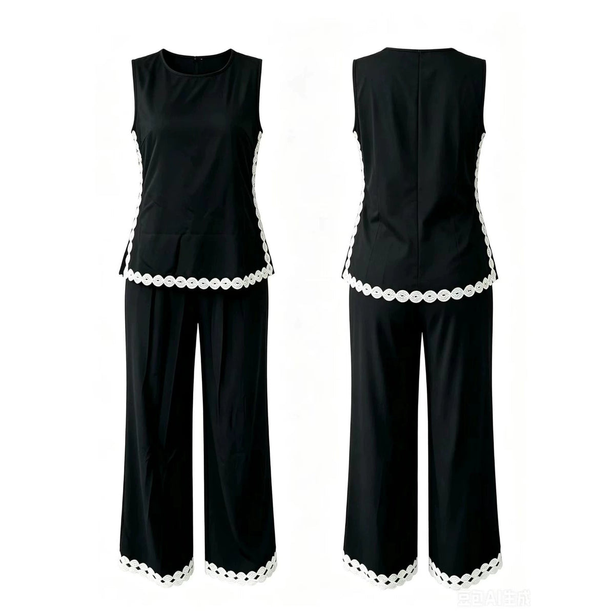 New 2026 Sleeveless Casual Pants Set Plus Size Vacation Outfit NorixaFashion.com