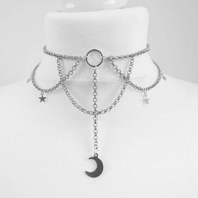 Black Crescent Moon Necklace Pi-Mart