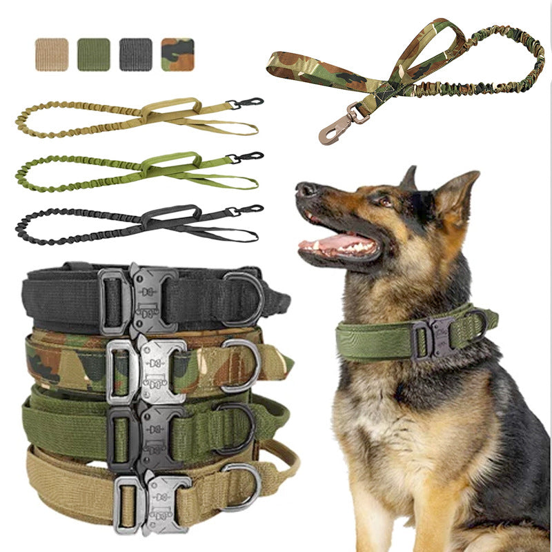 Pet Tactical Dog Collar And Leash Set, Adjustable Military Nylon Dog Collar Pets Fashion