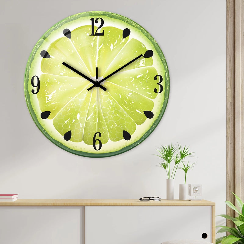 Fruit-colored Quiet-design Creative Glass Wall Clock Quartz Wall Clock PearlNestDecor.com