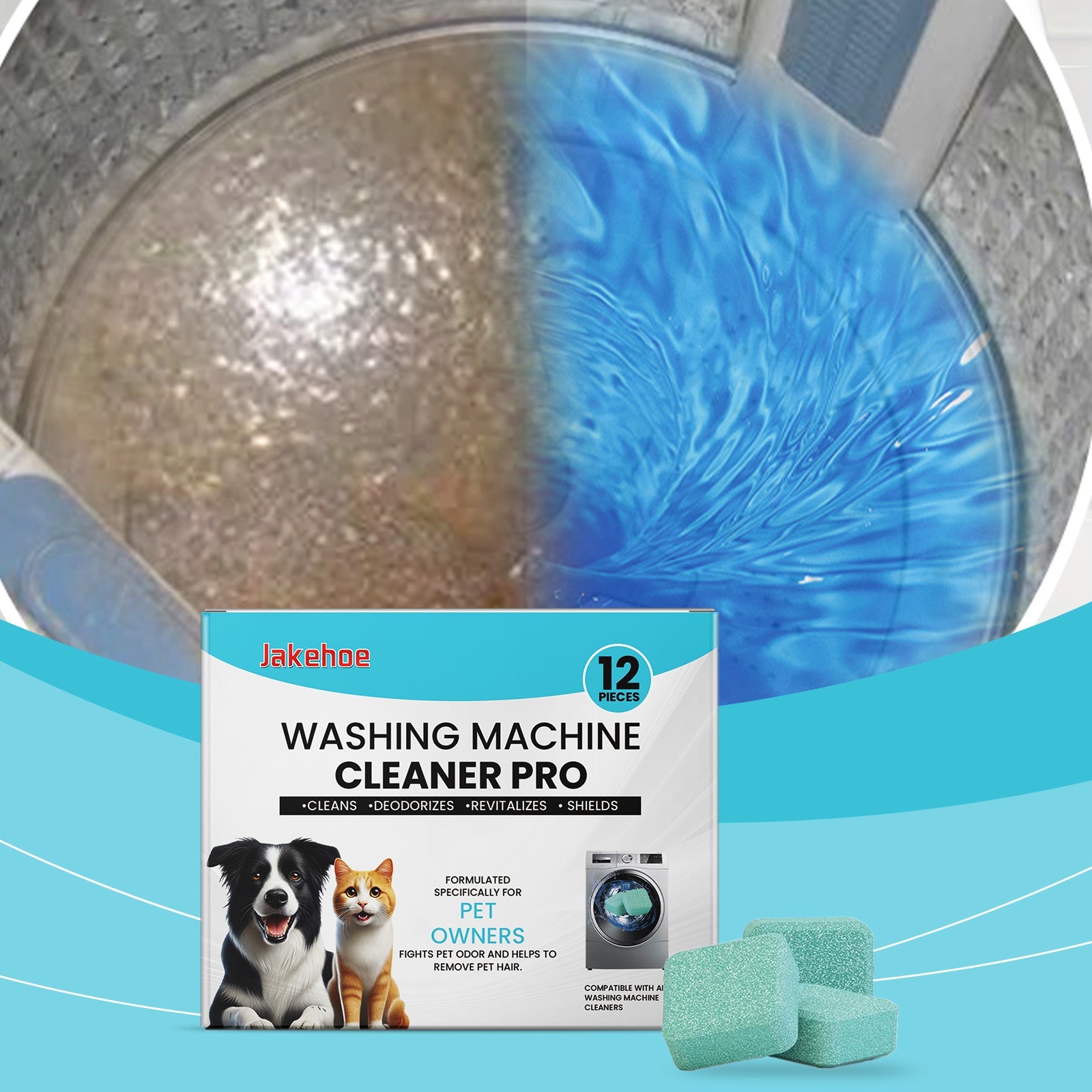 Washing Machine Cleaning Tablets 12pcs Tri Light Beauty