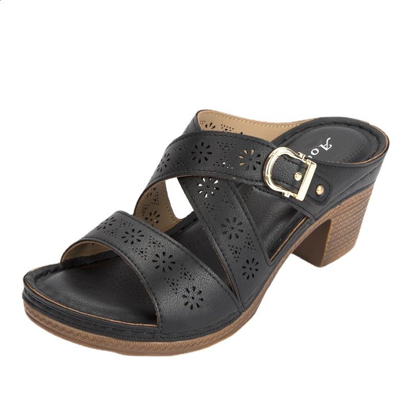 Women's Chunky Heel Sandals - Casual PU Summer 2024 Best YouTube Store