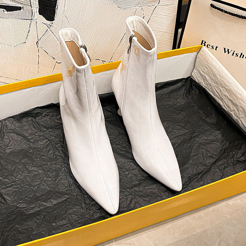 Women Boots Pointed Toe Ankle Boots Side Zipper Shoes LadyShow.Store