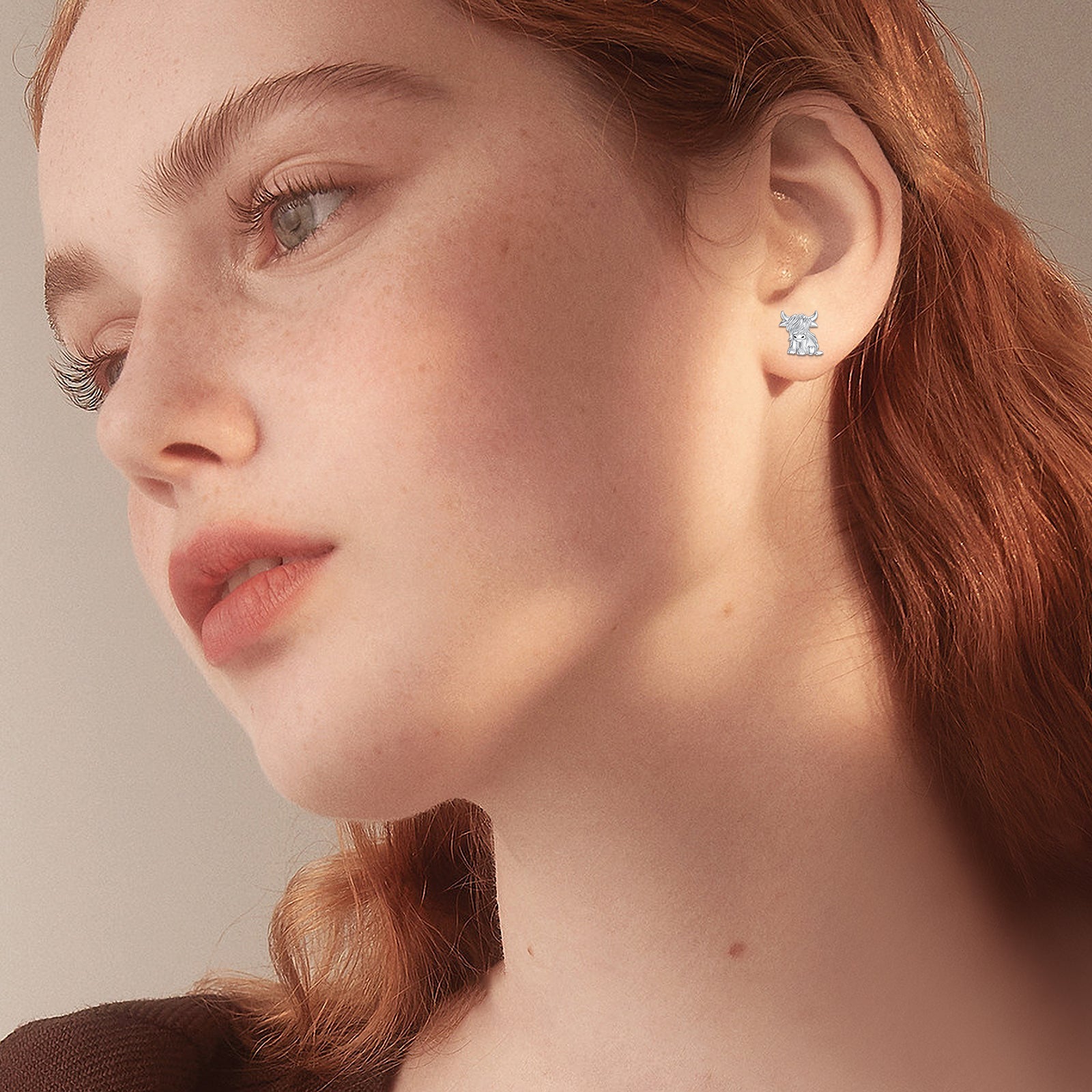 Highland Cow Earrings 925 Sterling Silver Cow Studs Earrings Highland Cow Jewelry Gifts LadyShow.Store