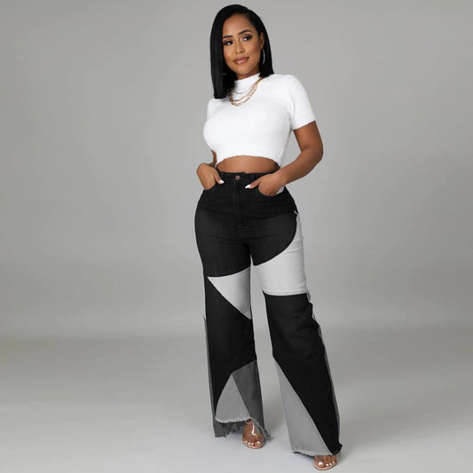 Summer New Women's Patchwork Denim Pants Pi-Mart