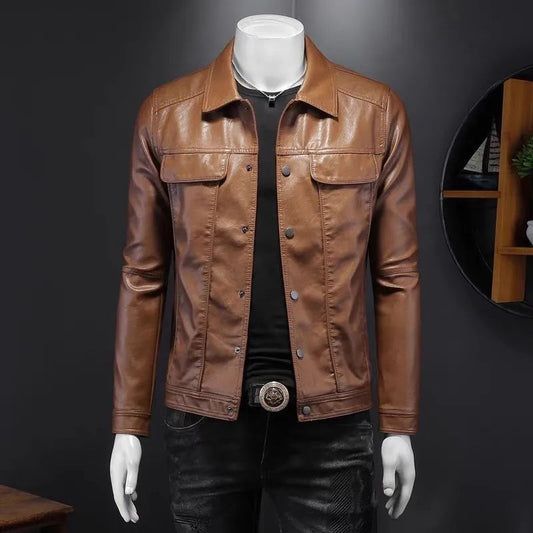 Male Premium Leather Utility Jacket Best YouTube Store