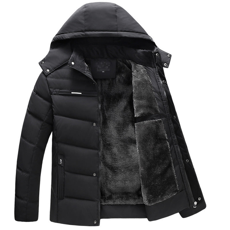 Men's Winter Wool Hooded Jacket with Fleece Lining Pi-Mart