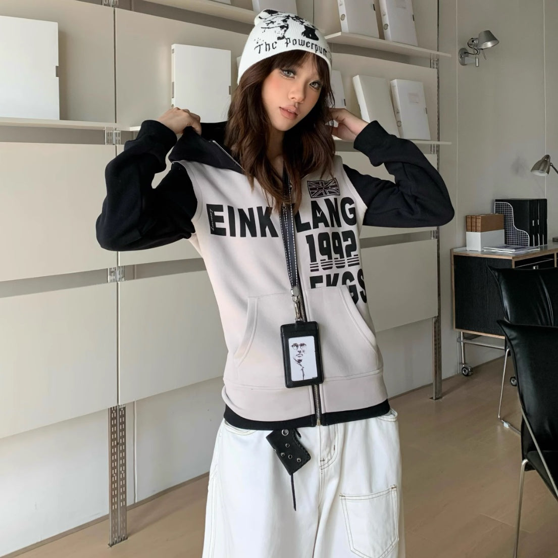 Women's Letter Printed Hoodie Thin Slim-fit Shoulder Top Best YouTube Store