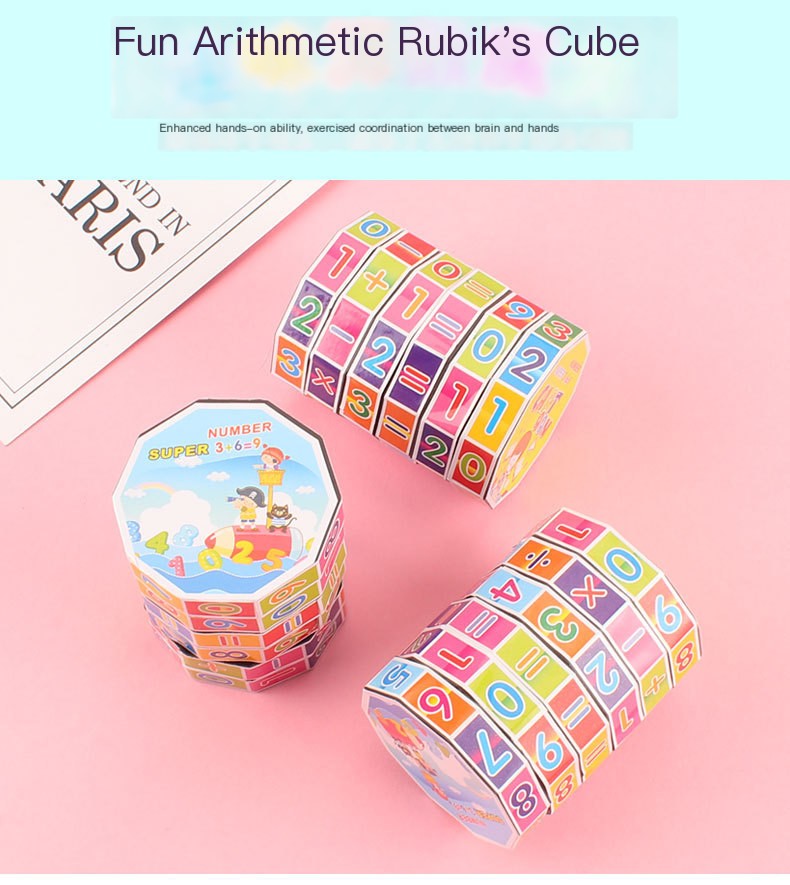 Cylindrical Six-Sided Math Cube for Kids Learning Toy Pi-Mart