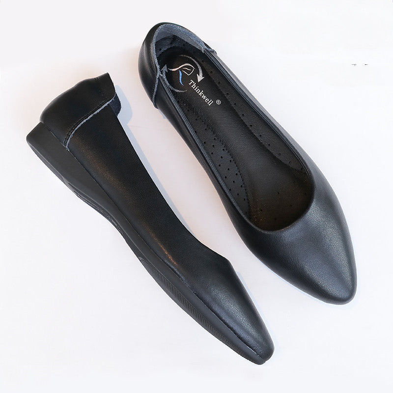 Leather Work Shoes Women Black LadyShow.Store