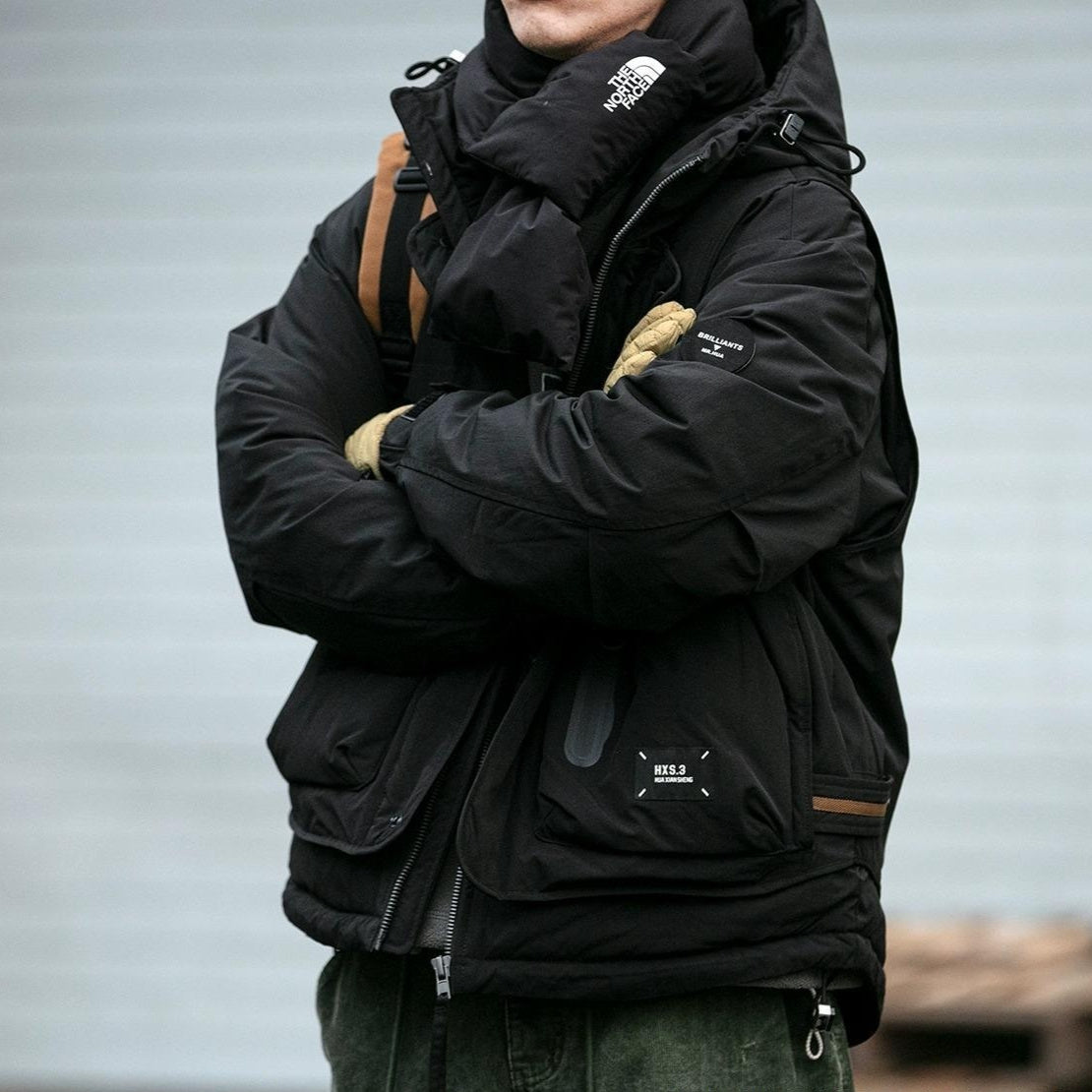 Loose Outdoor Multi-pocket Winter Workwear Hooded Down Jacket LadyShow.Store