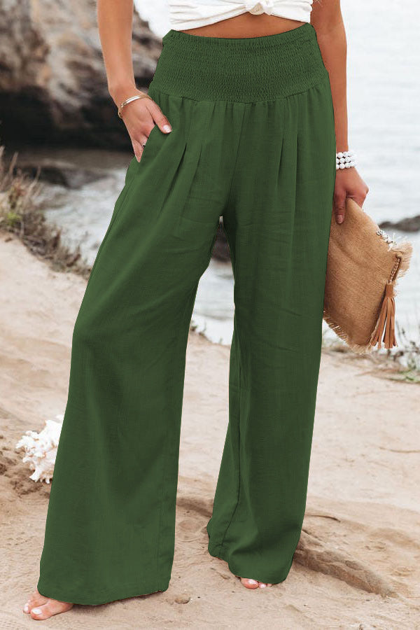 Women's Pants Casual Wide Leg Cotton Linen Loose Trousers NorixaFashion.com