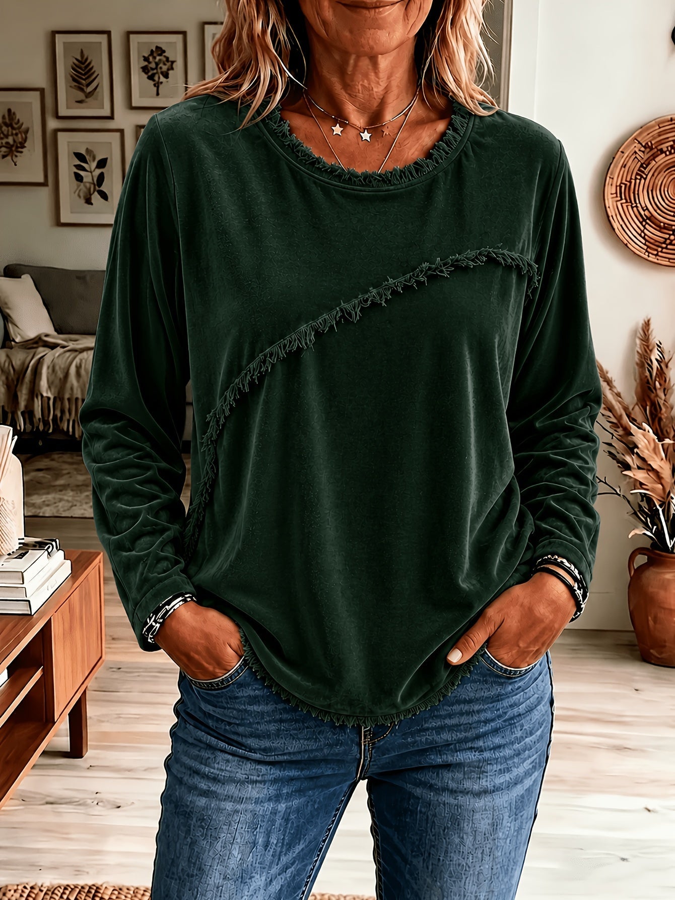 Retro Round-neck Long-sleeve Shirt NorixaFashion.com