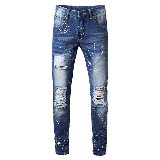 Men's Ripped Denim Jeans - Summer Casual Straight Fit Pi-Mart