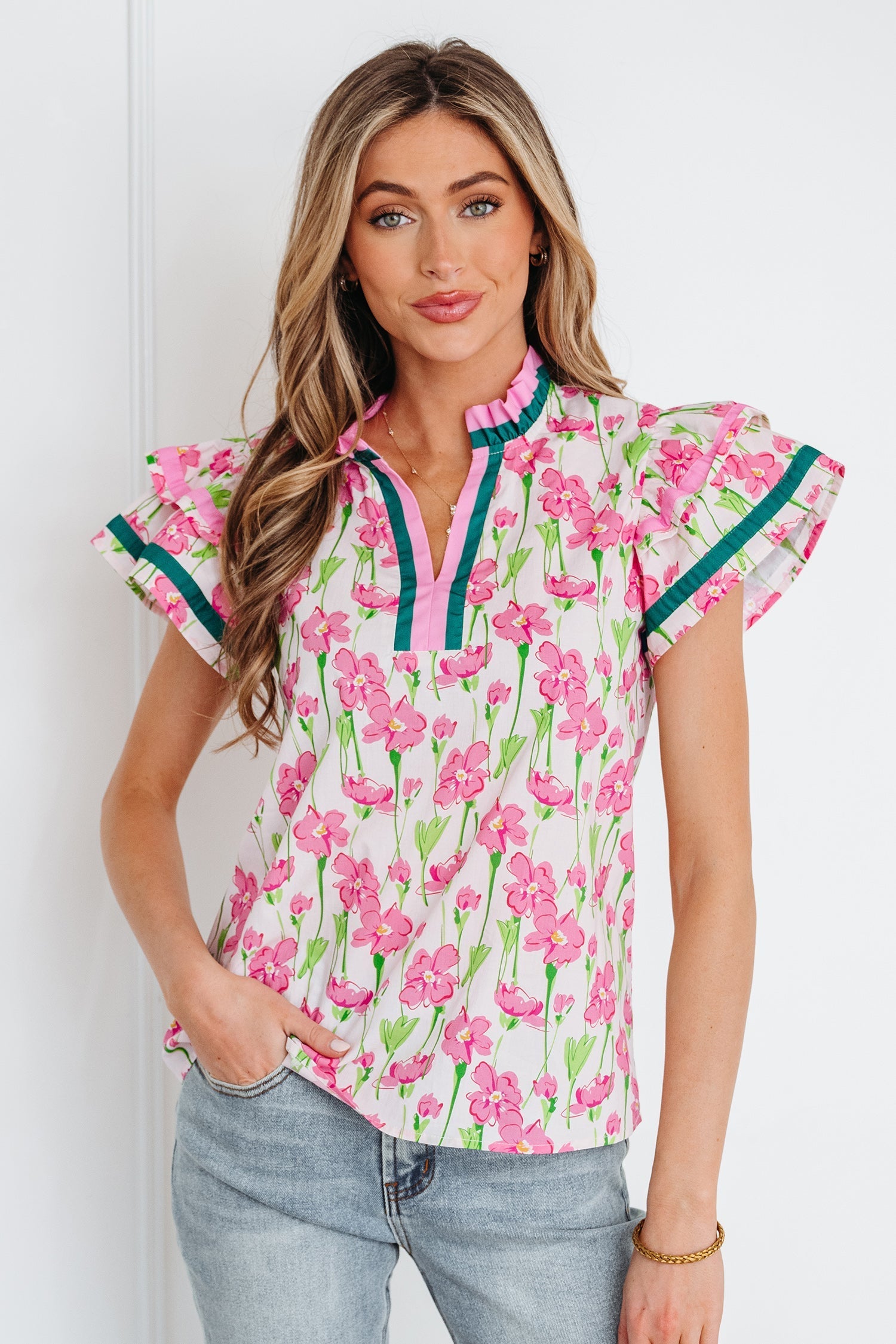 Elyse Ruffled Short Sleeve Blouse LuxuryLifeWay Online Store