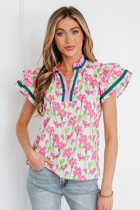 Elyse Ruffled Short Sleeve Blouse LuxuryLifeWay Online Store