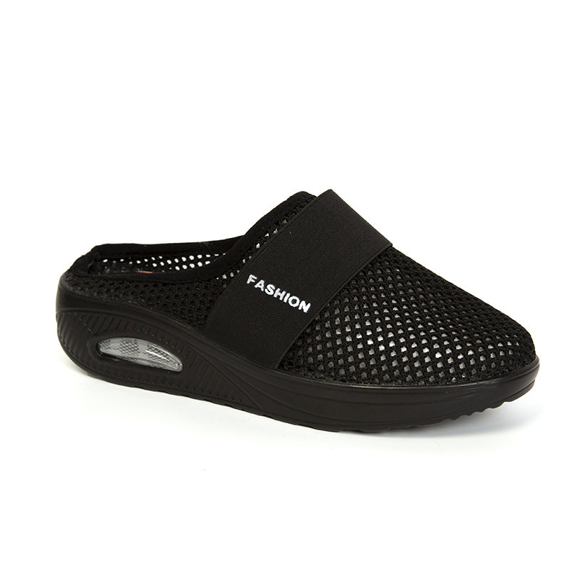 One Pedal Female Lazy Plus Size Thick Bottom Air Cushion Half Trawling Slippers LadyShow.Store