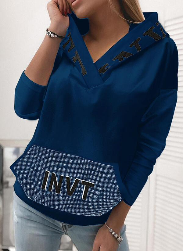 Pocket Hooded Letter Pullover Sweatshirt LadyShow.Store