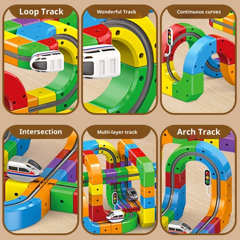 Small Train Track Cube Electric Assembled Building Block Toys LuxuryLifeWay Online Store