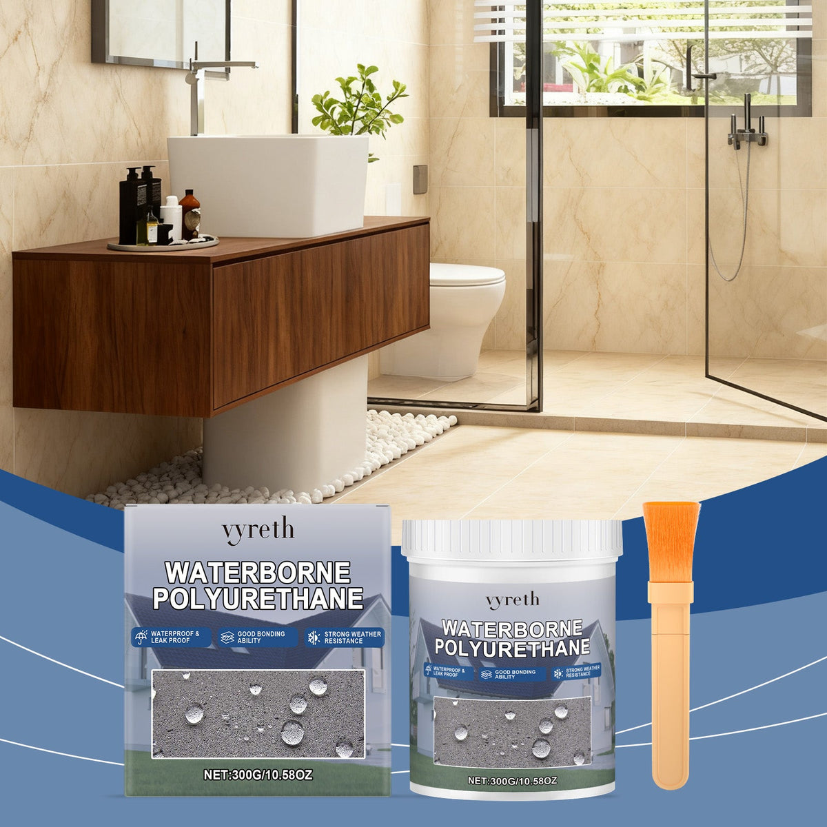 Roof Waterproof Adhesive Coating 300g Bottle-1 Brush1box Tri Light Beauty