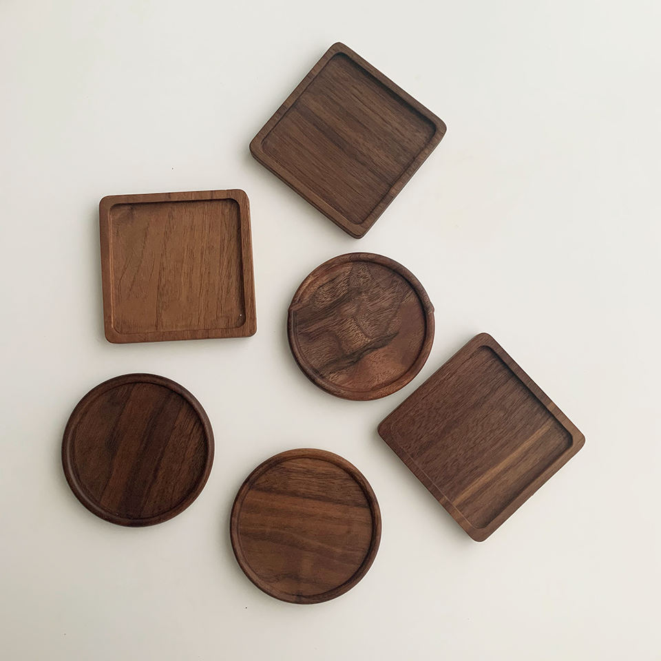 Unpainted Japanese Walnut Insulated Wooden Coaster Pi-Mart