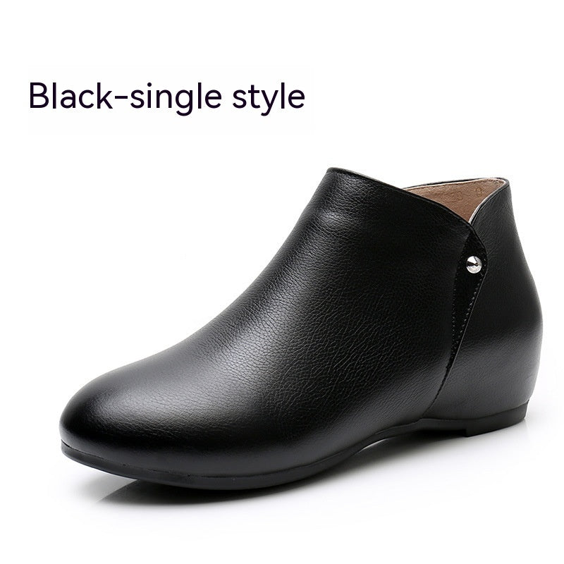 Genuine Leather Deep Mouth Flat Shoes Women LadyShow.Store