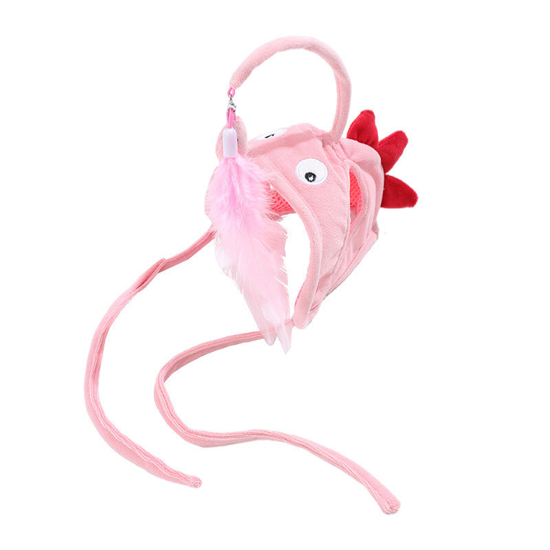 New Head Wearing Feather Funny Cat Stick Funny Cat Toy Stick Gray Big Eye Pet Toys Pet Products Pets Fashion