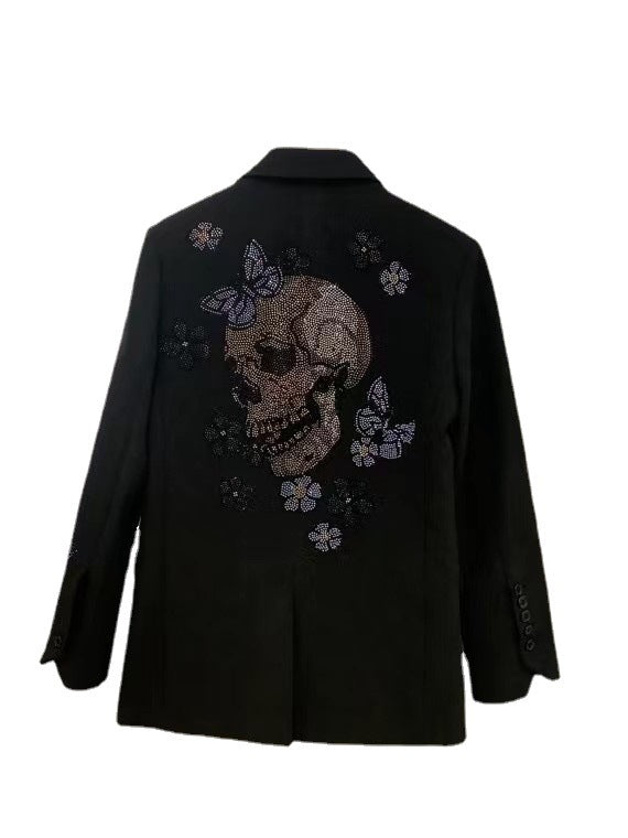 Women's New Heavy Industry Skull Butterfly Color Hot Diamond Jacket Best YouTube Store