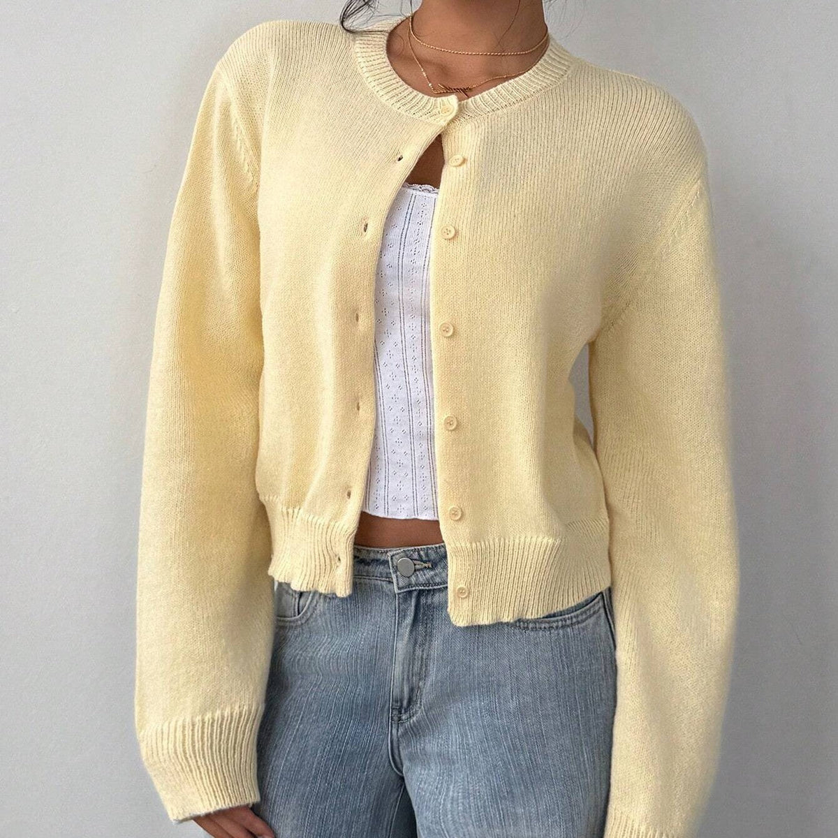 Chic Long Sleeved Knitted Cardigan Fashion Slim Solid Color Short Sweater For Women Clothing NorixaFashion.com