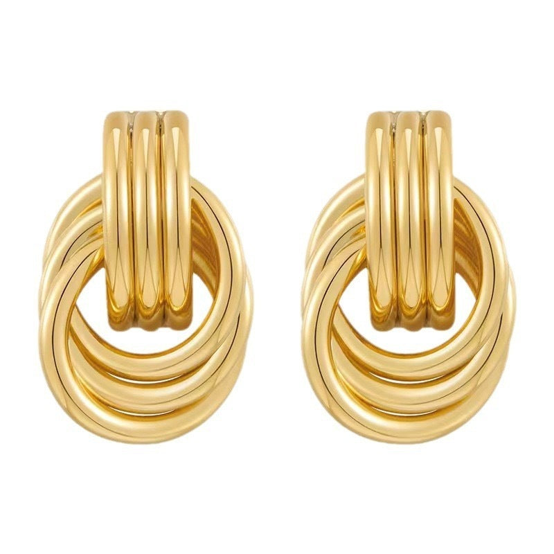 Exaggerated Geometry Earrings Metal Winding Twist Stud Earrings